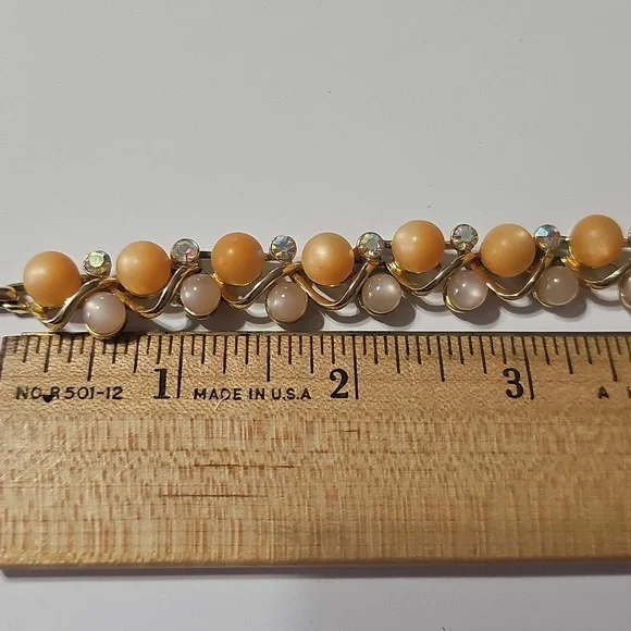 Vintage Elegant Orange beads With Rhinestones